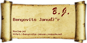 Benyovits Január névjegykártya